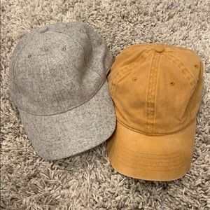 2 Hat Bundle- neutral baseball caps Camel and Gray